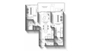 Планировка квартиры 2 спальни в ЖК REEF 998 Residences № 11011
